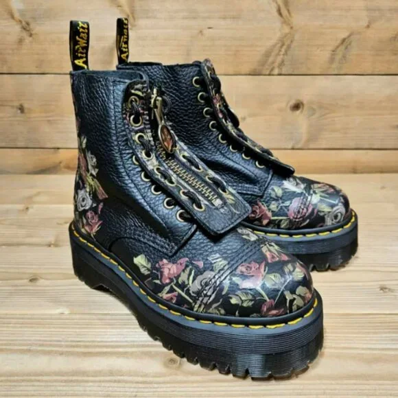 DR. MARTENS SINCLAIR DECAYED ROSES LEATHER PLATFORM BOOTS MSRP$280 Most Beloved - Picture 11 of 16